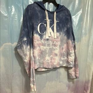 Calvin Klein Blue and Pink Tie-Dye Hoodie